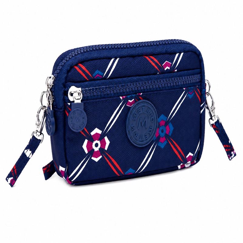 (image for) LL-7 Printed Blue-Design Pattern Metro Pouch Bag With Strap(New)